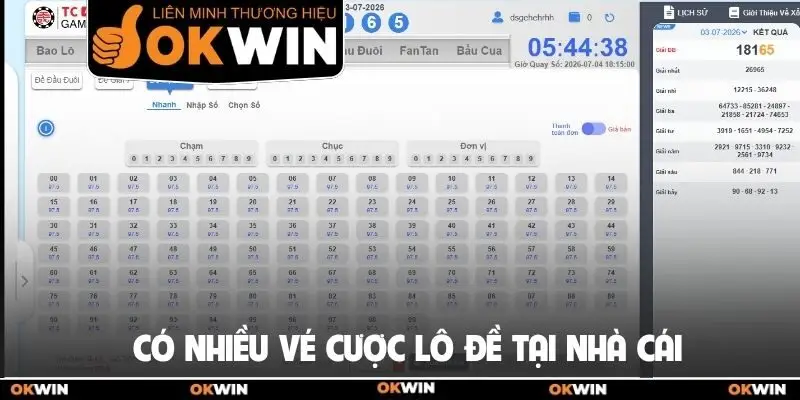 Xổ Số Okwin - Thử Vận May Nhận Ngay Thưởng Cực Lớn 4 Có nhiều vé cược lô đề tại nhà cái